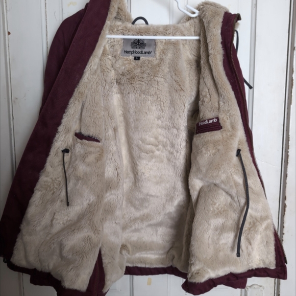 HoodLamb Jackets & Blazers - HoodLamb Hemp Jacket Burgundy Snowflake Pattern